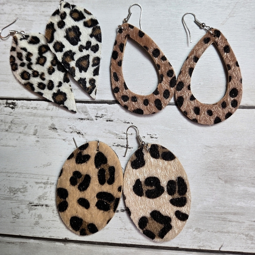 Leopard Print Teardrop Earrings Set